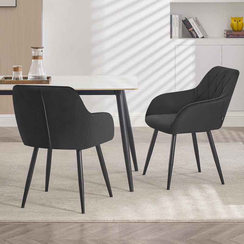 40cm H Velvet Upholstered Armchair, 1, Black