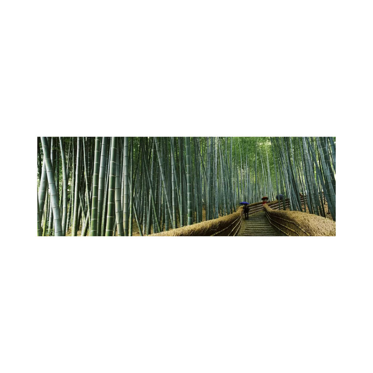 Stepped Walkway Passing Through A Bamboo Forest, Arashiyama, Kyoto Prefecture - Wrapped Canvas Panoramic Print