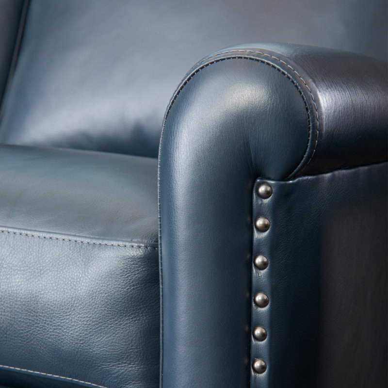 Causeuse inclinable électrique en cuir Elizabeth, Cuir véritable bleu