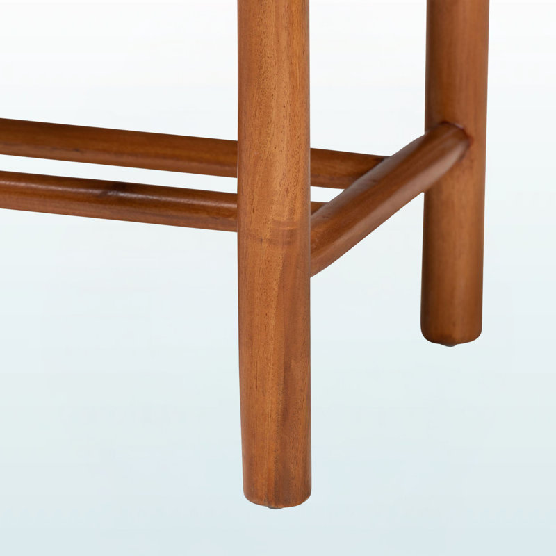 Uribe Oak Brown Finished Wood & Hemp Dining Bench with 1 Open Shelf, 17.48" H X 43.05" W X 13.51" D
