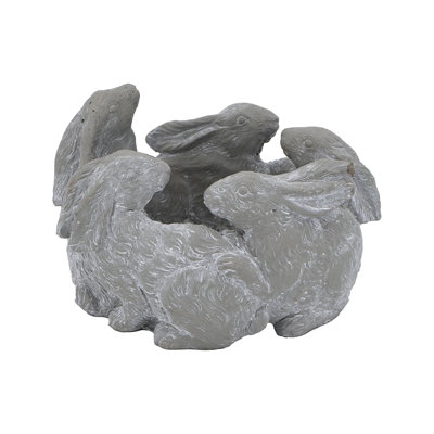 Grey Cement Bunny Shaped Planter for Medium Plants and Succulents