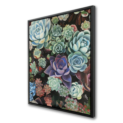 Beautiful Succulents - Green Botanical Framed Canvas Art