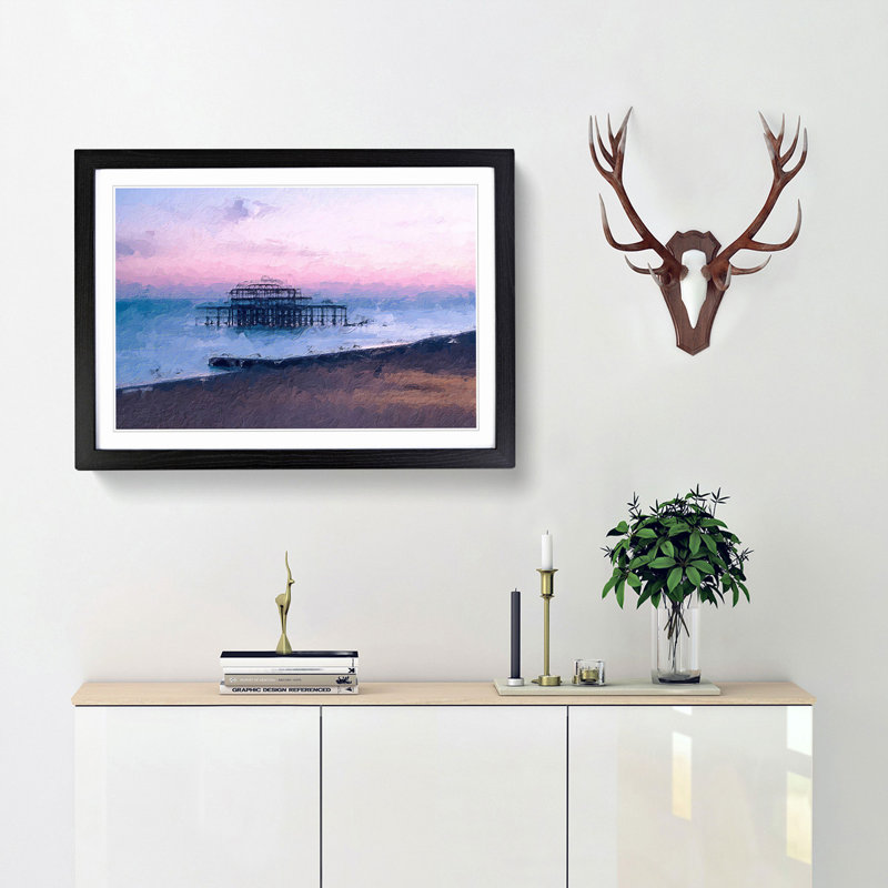 West Pier Brighton Beach in Abstract - Framed Print, Black Framed, 48cm H x 65cm W x 2cm D