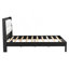 Structure de lit plateforme en bois massif avec tête de lit tapissier en velours beige, sans sommier tapissier, finition noire-1825636-1825637
