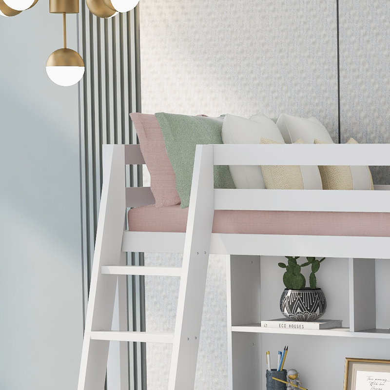 Fricks Loft Bed with Storage Included with Built-in Ladder Included with Desk Included