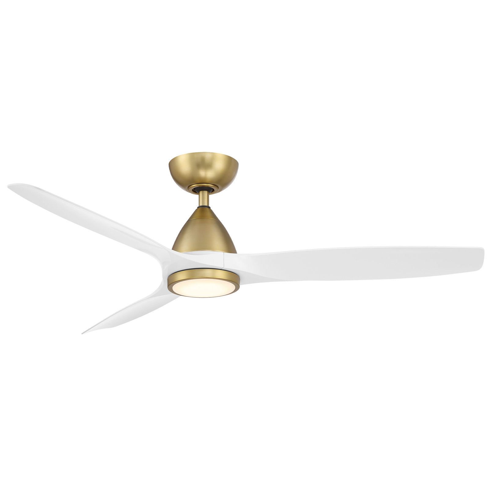 Skylark Smart Ceiling Fan with LED Light Kit, 54" Wide, Soft Brass, Matte White