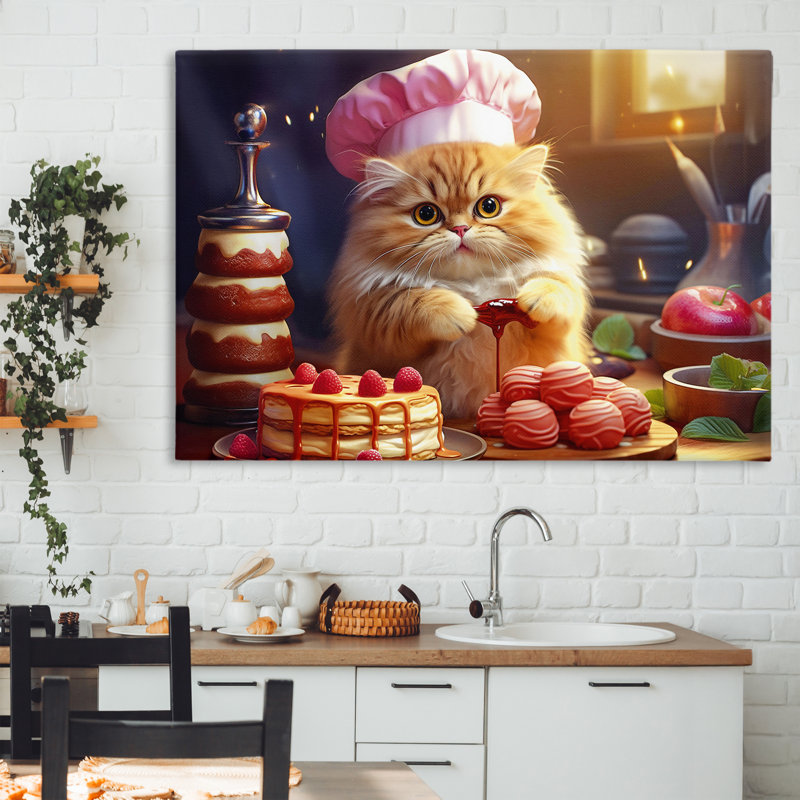Toile de chat Fluffy Baker, design par Image World, H 30 po x l 45 po