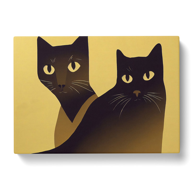 The Two Cats Abstract - Wrapped Canvas Print, 40cm H x 60cm W x 3cm D