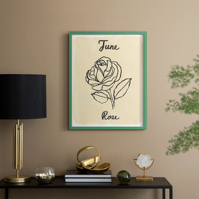 Reproduction encadrée mois de naissance VI - bois massif, H 30 po x l 24 po, Vert