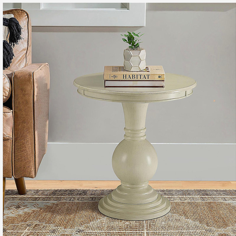 Table d'appoint blanc antique avec base piédestal