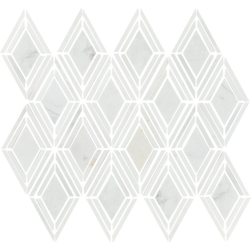 12" x 12" Natural Stone Grid Mosaic Wall Tile, White