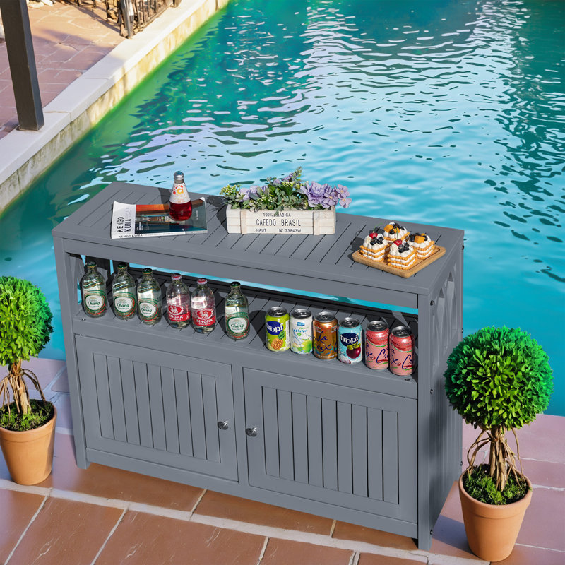 Solid Wood Cabinet Deck Box, Gray