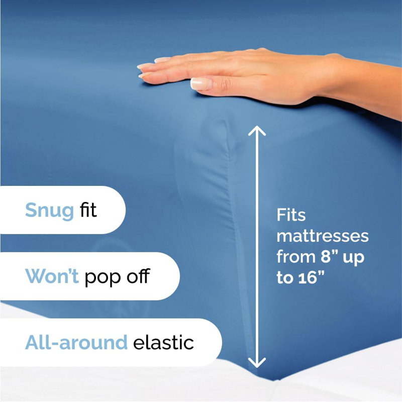 6 Piece Sheet Set, Soft Cooling Bed Sheets, Breathable & Wrinkle Free, Hotel Luxury Bedding, Denim Blue