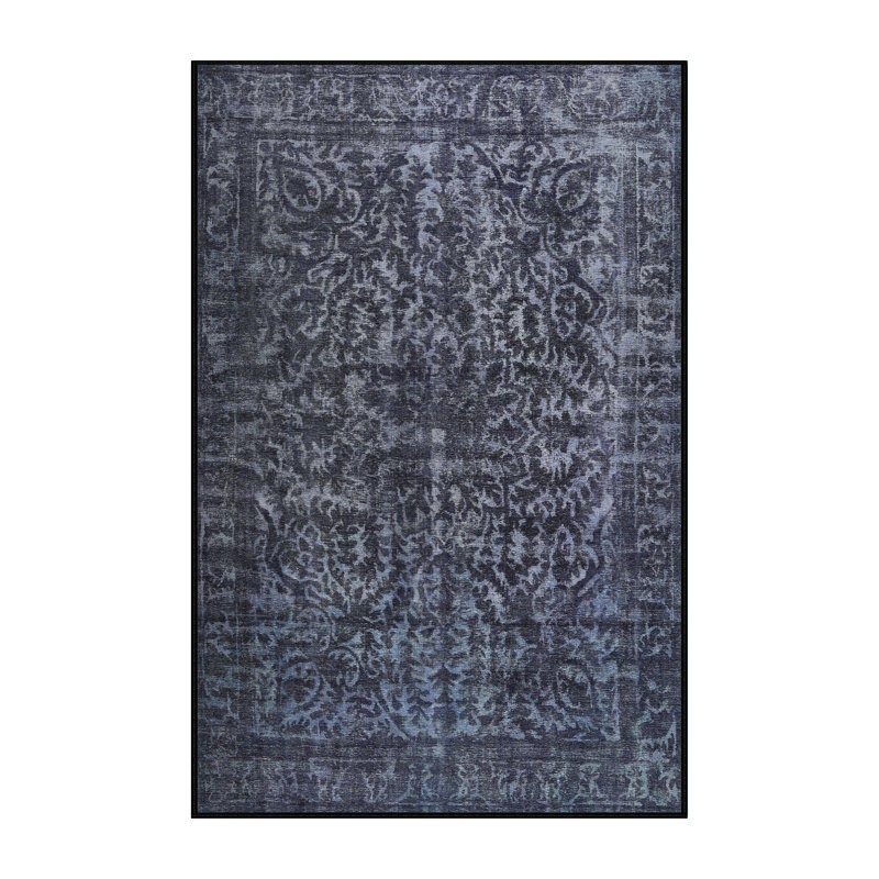 Tapis de zone bleu ardoise contemporaine, Rectangle 8 pi x 12 pi