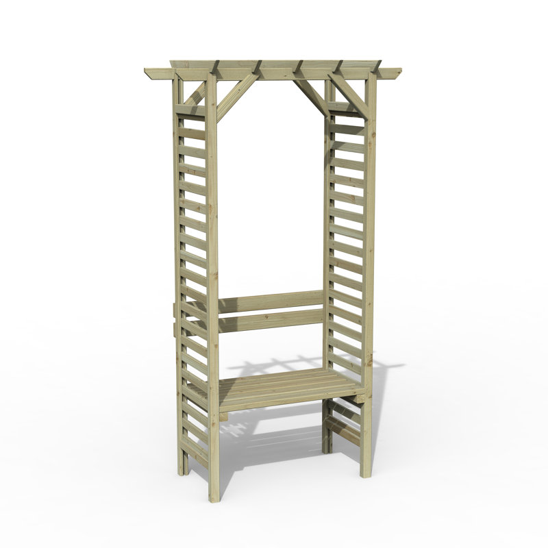 120cm W x 62cm D Solid Wood Arbour with Bench in Natural Timber