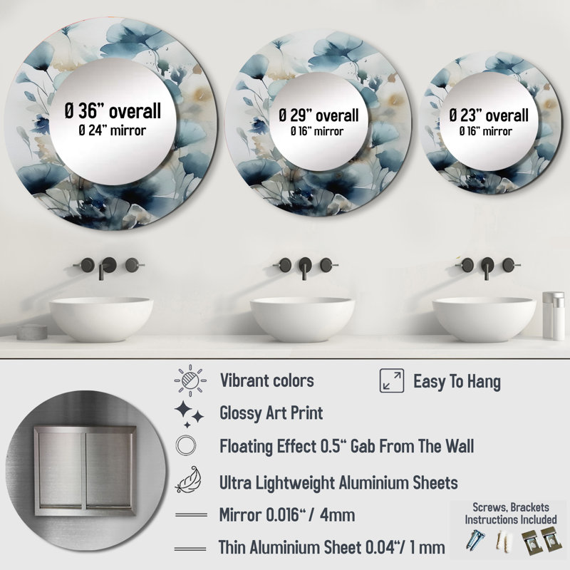 Miroir mural Porty, 29 po x 29 po