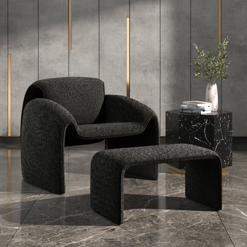Fauteuil d'appoint avec repose-pieds Gainsborough, Noir