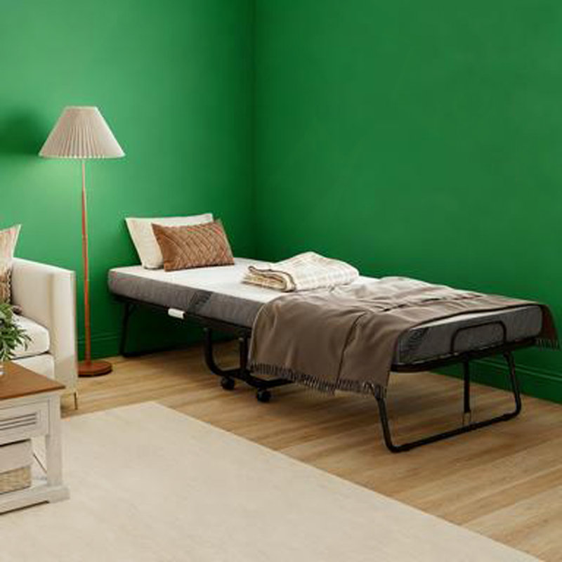 Lit pliant avec matelas, taille unique, lit pliable portatif avec matelas en mousse à mémoire de forme et structure en acier
