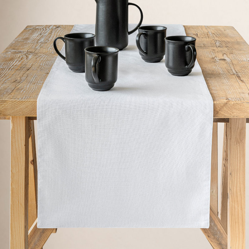 Over&Back Woven Chambray Table Runner, White, 18" W x 108" L