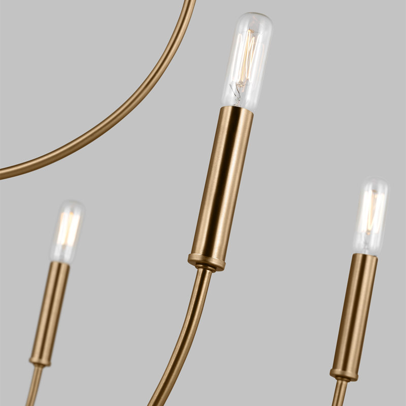 Kendrey 9-Light Dimmable Metal Chandelier, Satin Brass
