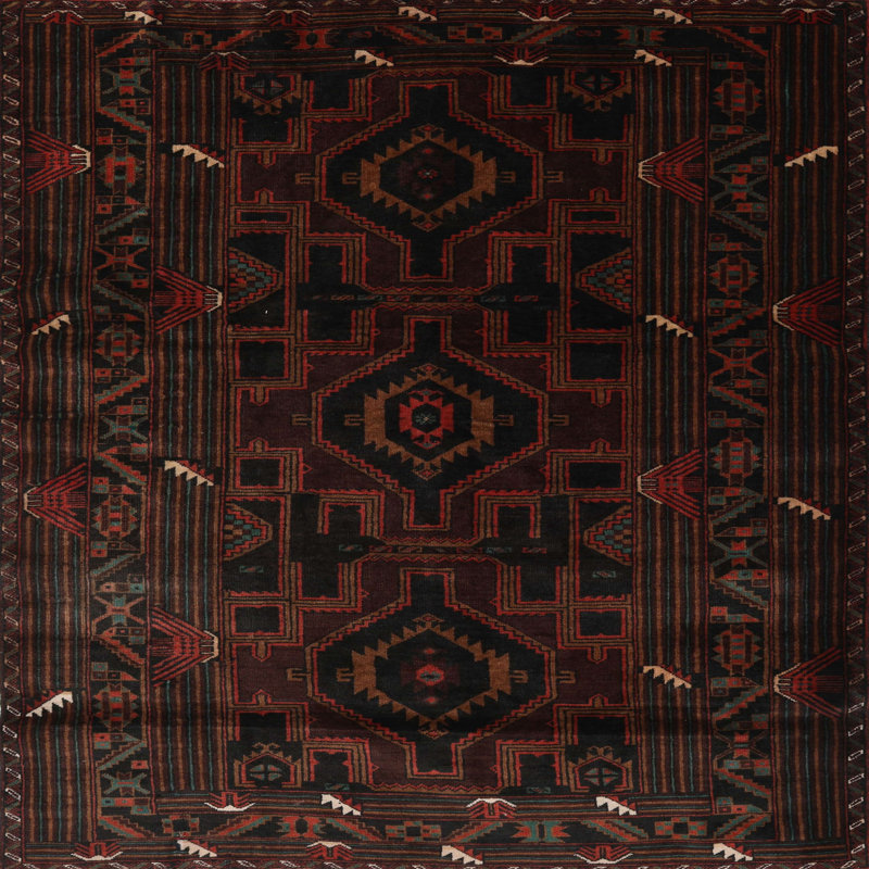Tapis noir Southwestern, Rond 5 pi