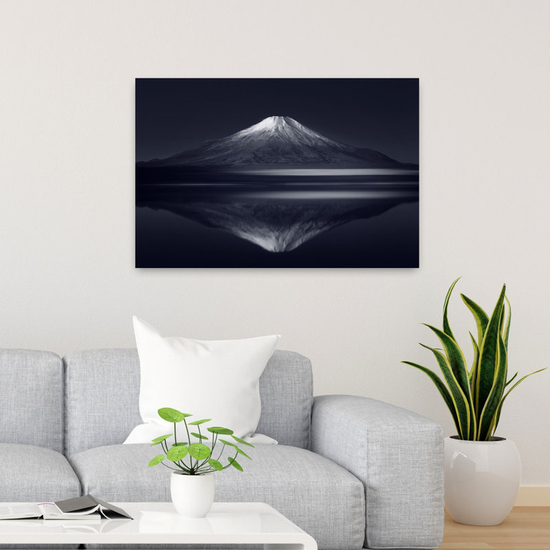 Art contemporain, paysage de montagne paisible et serein tranquille, H 24 po x l 36 po
