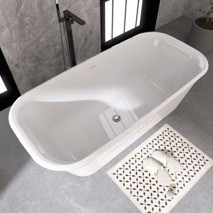 67" Freestanding Soaking Acrylic Bathtub