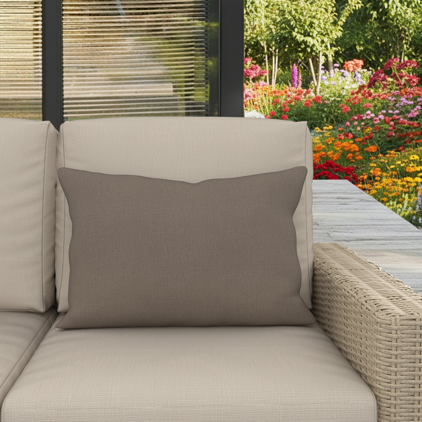 Amala 20" x 3" Sunbrella® Throw Pillow, Cast Shale
