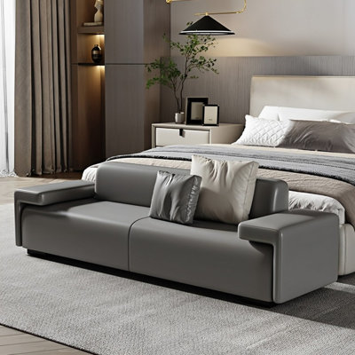 Banc rembourré simple en cuir