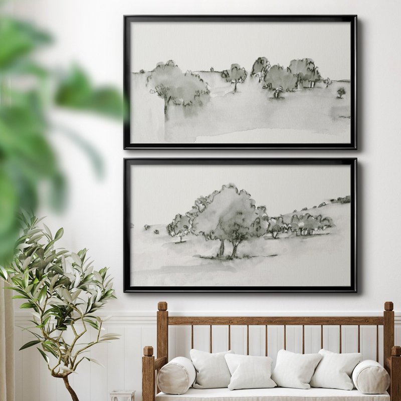 Scénario Scribble I - ensemble de 2 peintures sur toile encadrées, H 21 po x l 18,5 po x P 1 po, Cadre noir