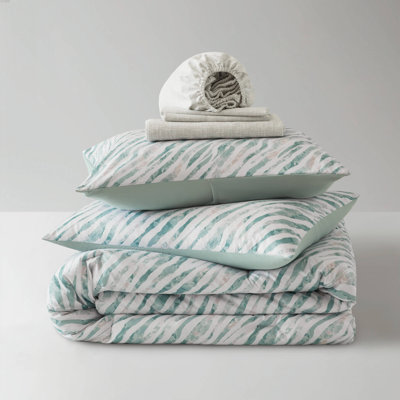 -Piece Bedding Sets, King Polyester, Modern Green Marble Stripe for Home
