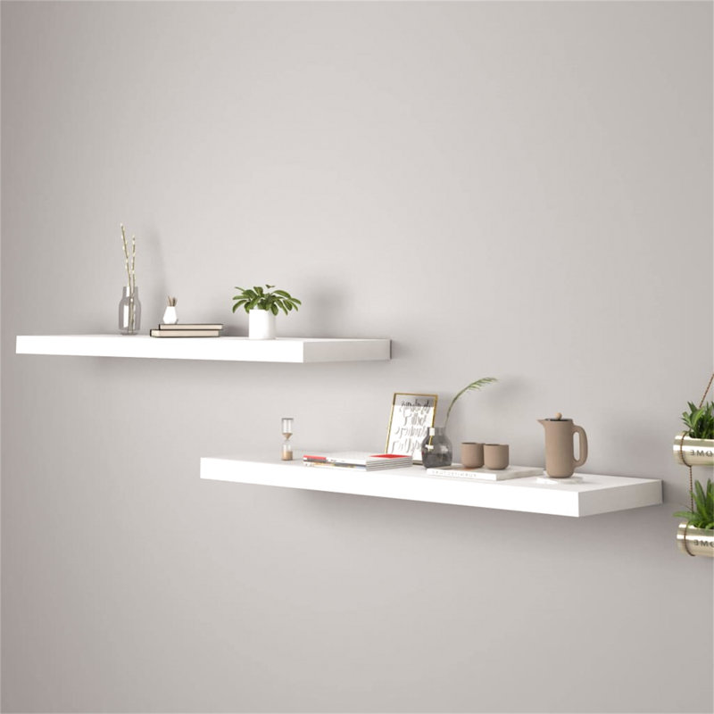 Bridgeville 2 Piece Floating Shelf, 3.8 cm H x 90 cm W x 23.5 cm D, White