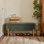 Banc de rangement rembourré avec pieds en bois