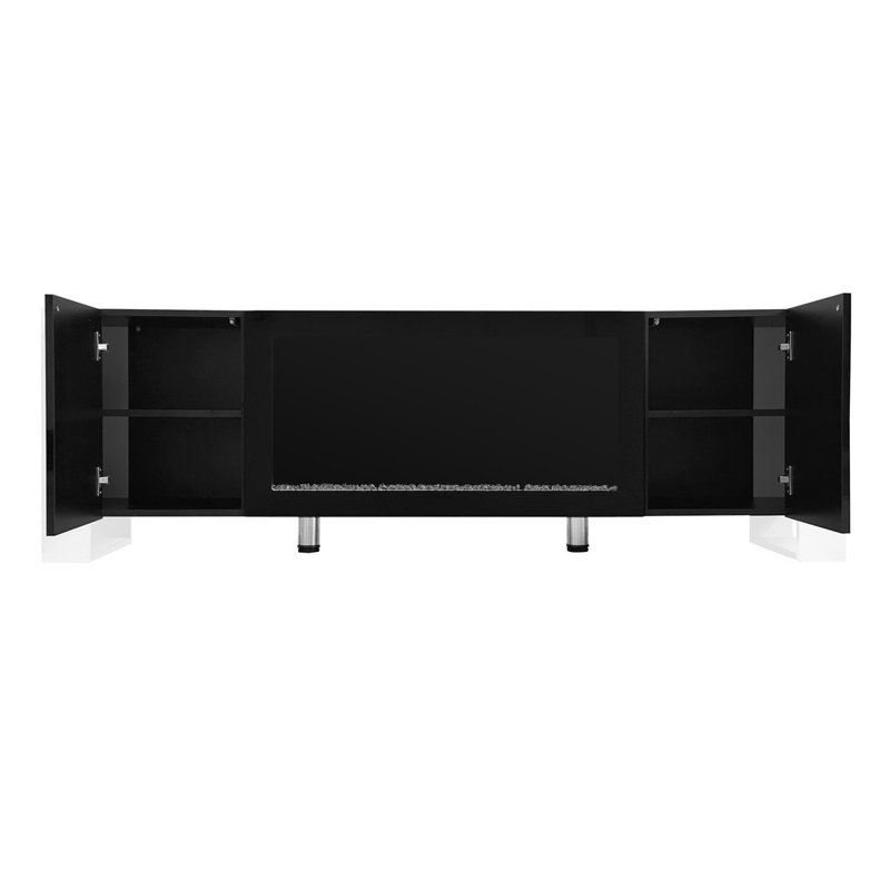 Meuble télé avec foyer électrique 34,2 po, ultrabrillant, pour téléviseur de 78 po ou moins, Noir / gris