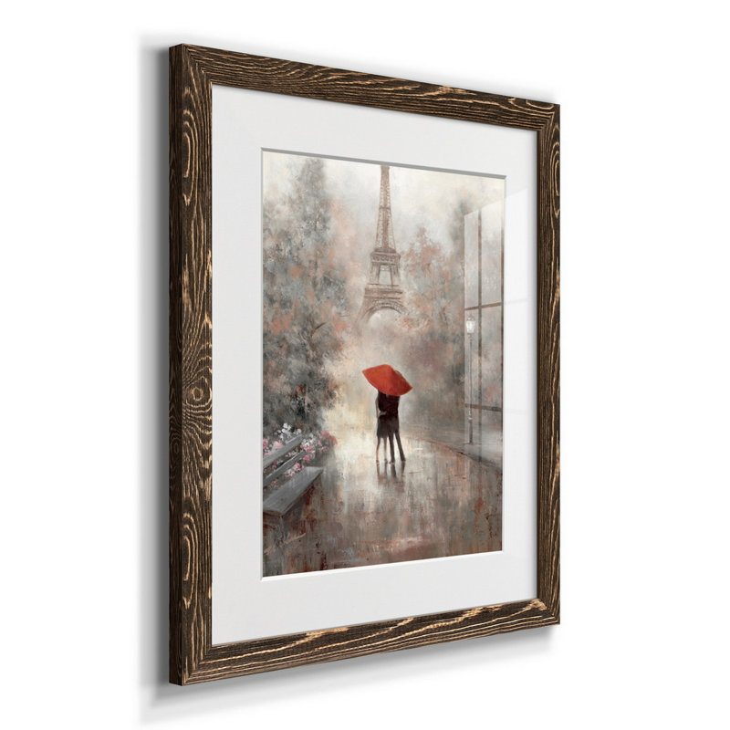 Paris in the Mist - Reproduction d'art sur papier encadrée, H 20 po x l 17 po x P 1 po, Noyer
