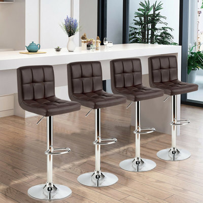 Swivel Upholstered Adjustable Height Counter Stool with Metal Frame