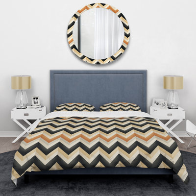 Geometric Chevron - Geometric Duvet Cover Set - Microfiber Polyester