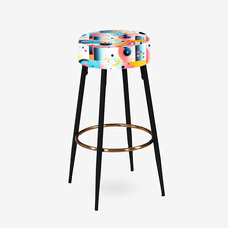 Ensemble de 2 tabourets de bar géométriques roses et bleus Poupart