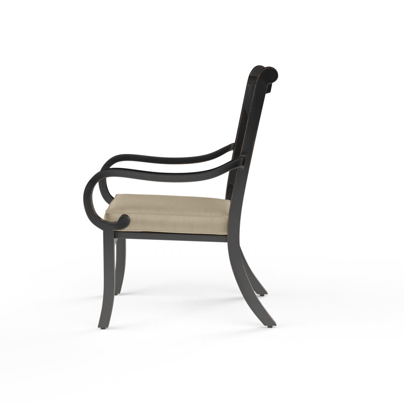 Monterey Outdoor Dining Armchair, Linen Stone Sunbrella®