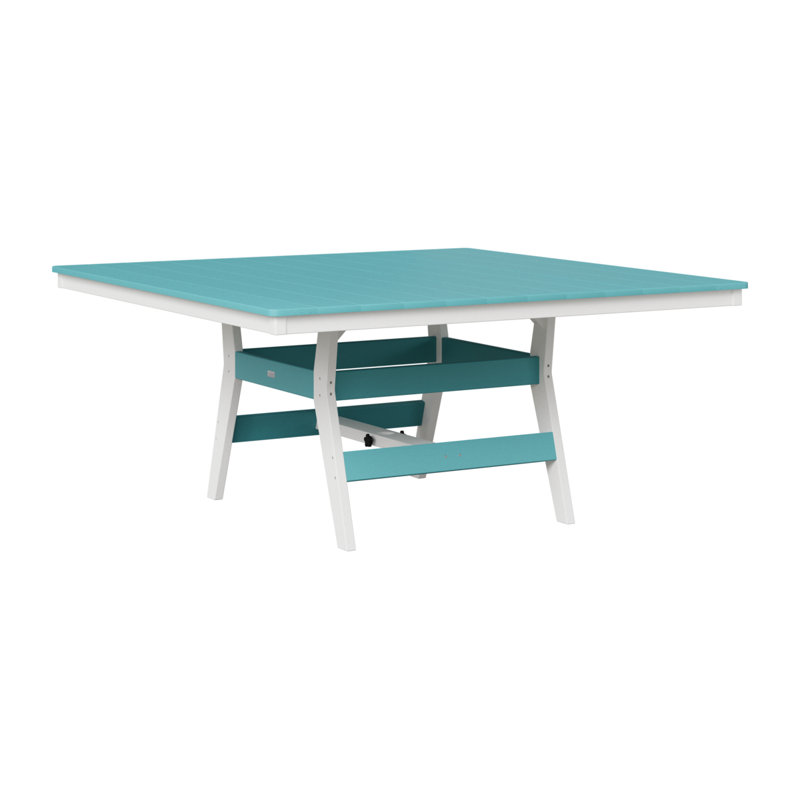 Harbor Outdoor Square Dining Table, White, Aruba Blue