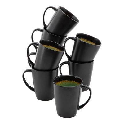 Gibson Elite 8 Piece 14 Ounce Square Stoneware Mug Set In Jade In Green