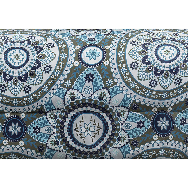 Ensemble d'édredon en microfibre bleu / gris 5 pièces, Édredon grand + 4 pièces supplémentaires
