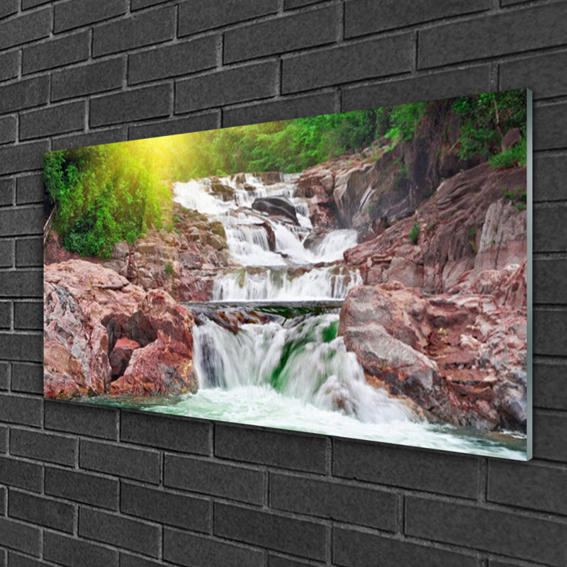Nature Waterfall 1 Piece Wall Art on Glass