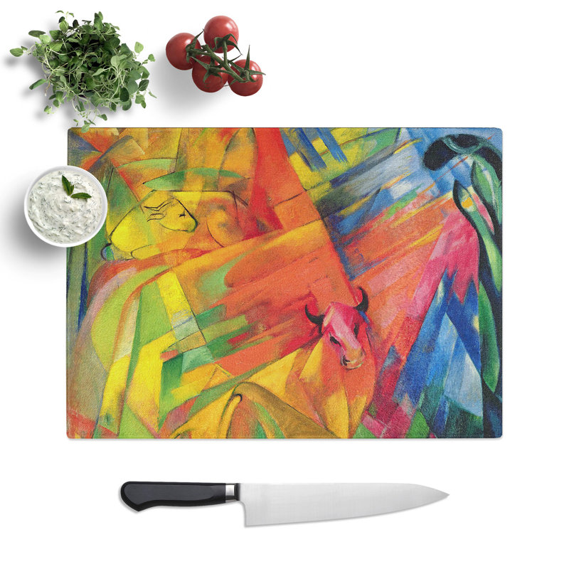 Animals in a Landscape by Franz Marc Chopping Board, 0.4cm H x 29cm W x 39cm L