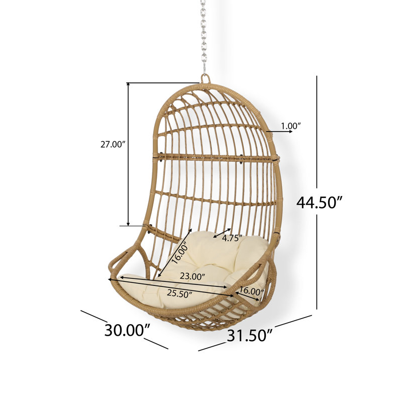 Porch Swing, Light Brown Frame/Beige Cushion