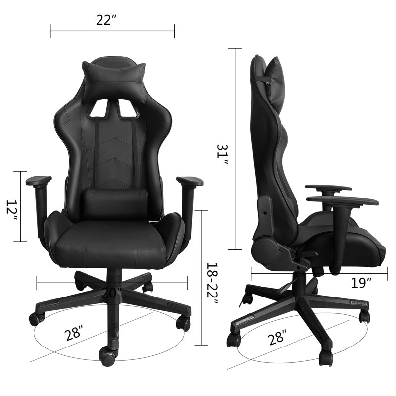 Inbox Zero Reclining and Adjustable Height PC & Racing Game Chair, Black