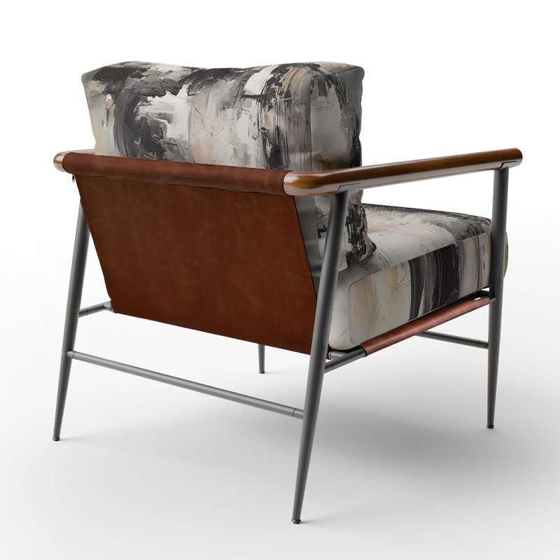 Chaise rembourrée avec accoudoirs géométrique gris et noir intérieur Inner Worlds of Marble II, Noir