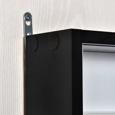 Vitrine noire et blanche à 5 tablettes réglables pour les collections d'artisanat