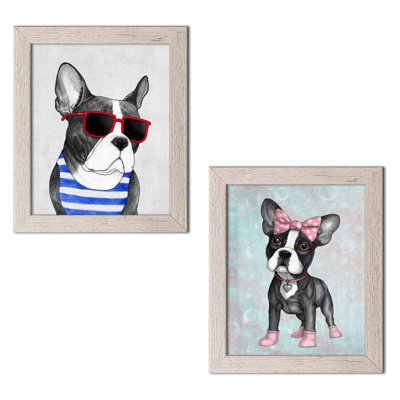 'Frenchie Summer Style and Sweet Frenchie' 2 Piece Graphic Art Print Set