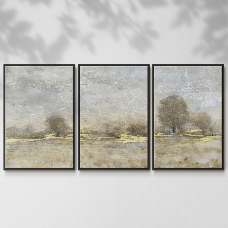 «Late Harvest I», reproduction sur toile 3 pièces, H 36 po x l 75 po x P 2 po, Noir